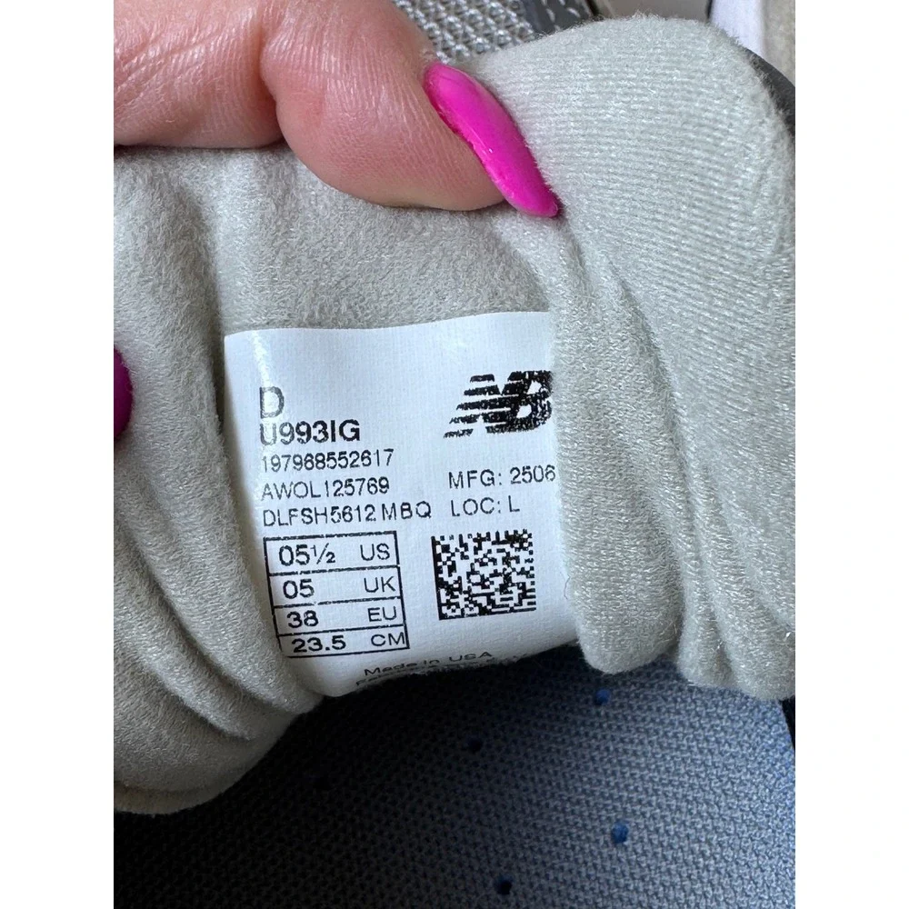 New Balance 993 Made in USA Grey Sneakers Women 5.5 Medium U993IG Minimalist‎